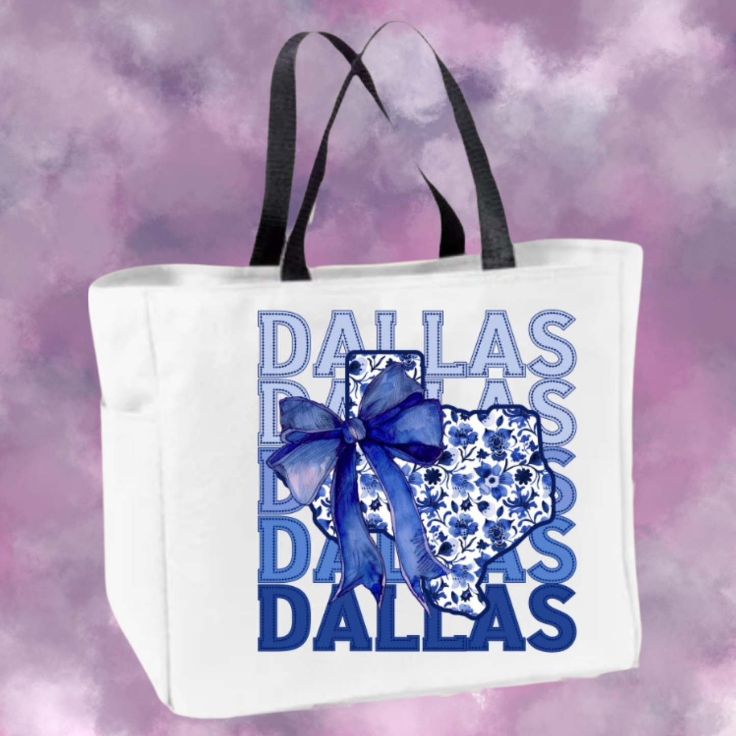 Dallas Texas Bow White Tote