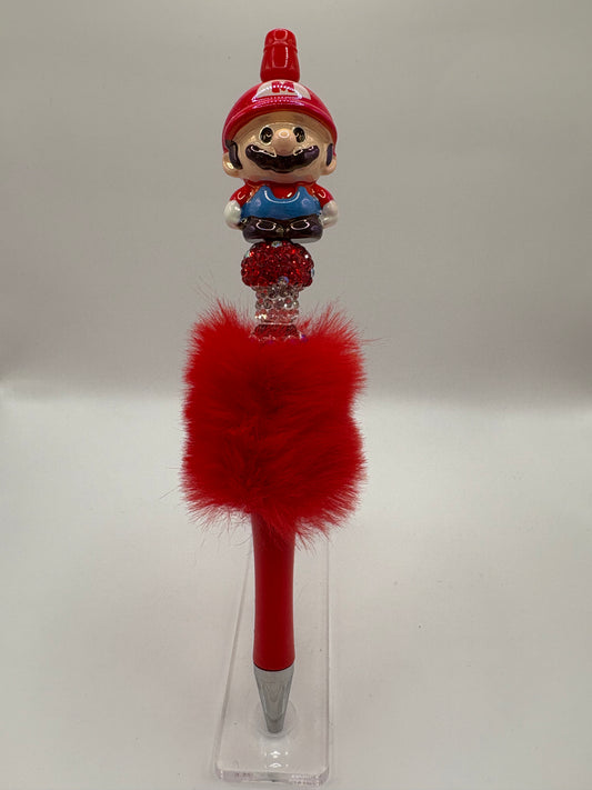 Super Bros Fluffy Pen w/ Bling Mushroom